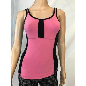 Lululemon Athletica Women's Top Tank Built in Bra Pink & Black Activewear 4